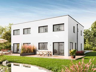 Fertighaus Duplex D124 von Vario-Haus - Österreich Schlüsselfertig ab 341050€, Cubushaus Außenansicht 2