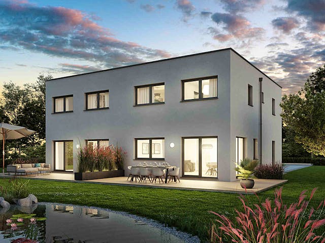 Fertighaus Duplex D124 von Vario-Haus - Österreich Schlüsselfertig ab 341050€, Cubushaus Außenansicht 3