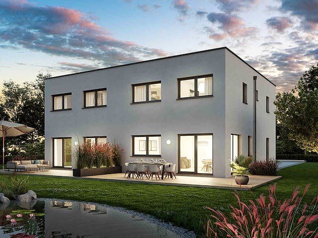 Fertighaus Duplex D124 von Vario-Haus - Deutschland Schlüsselfertig ab 316810€, Cubushaus Außenansicht 3