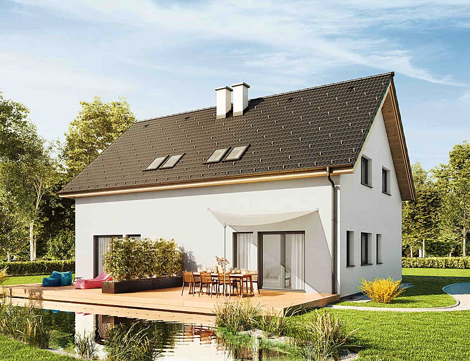Fertighaus Duplex D97 von Vario-Haus - Österreich Schlüsselfertig ab 256970€, Satteldach-Klassiker Außenansicht 2