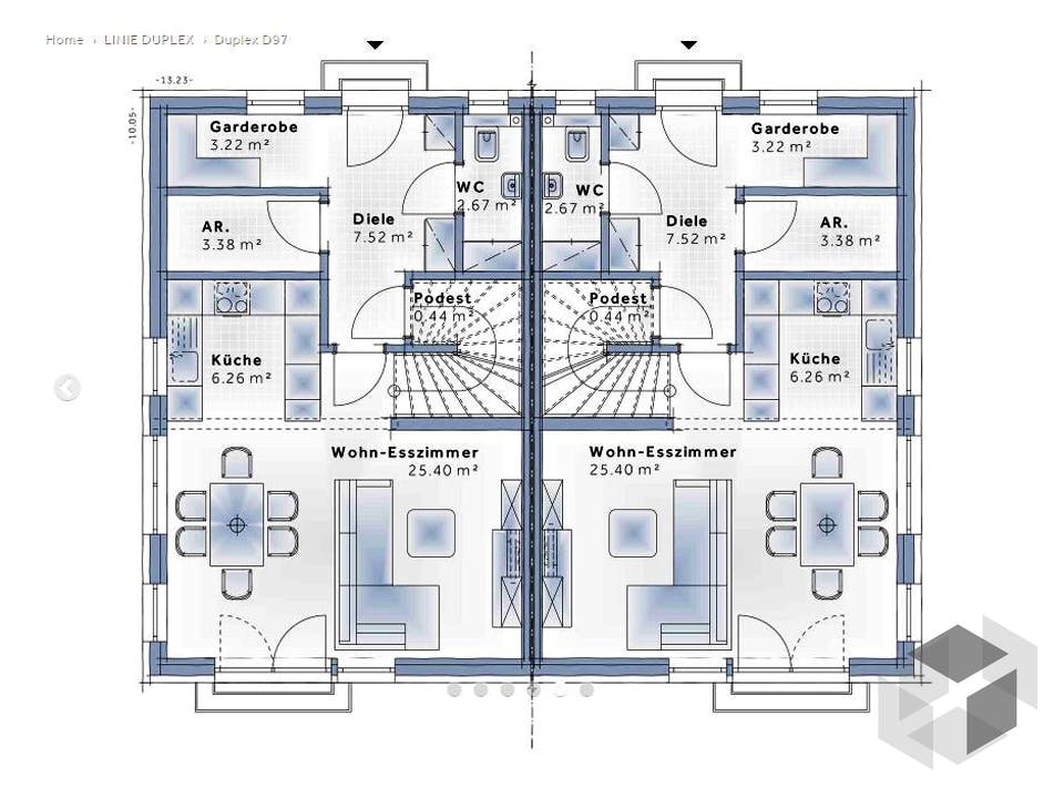 Duplex D97 von VARIO-HAUS Grundriss