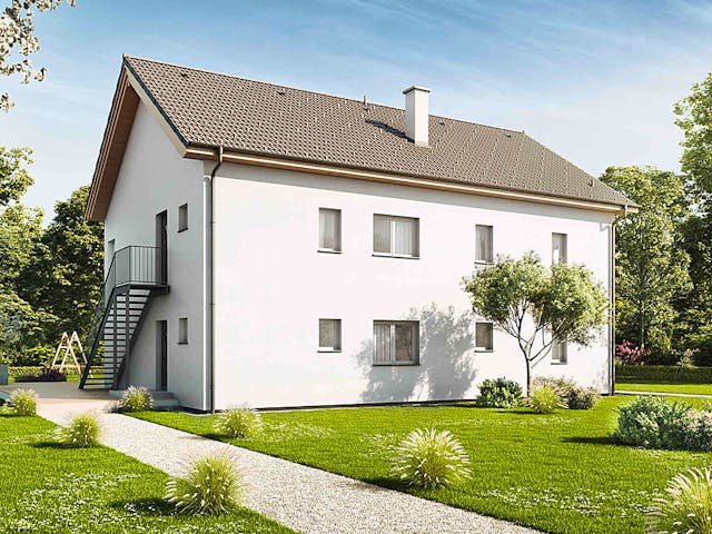 Fertighaus Duplex TRIO von Vario-Haus - Österreich Schlüsselfertig ab 172410€, Satteldach-Klassiker Außenansicht 1
