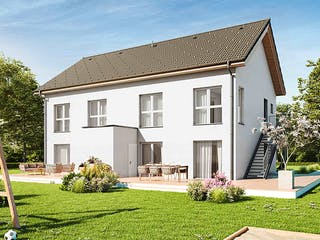 Fertighaus Duplex TRIO von Vario-Haus - Österreich Schlüsselfertig ab 172410€, Satteldach-Klassiker Außenansicht 2