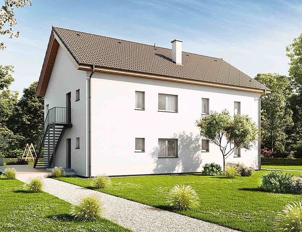 Fertighaus Duplex TRIO von Vario-Haus - Deutschland Schlüsselfertig ab 166270€, Satteldach-Klassiker Außenansicht 2