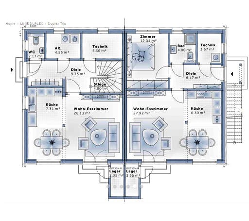 Variohaus - Duplex Trio Floorplan 1