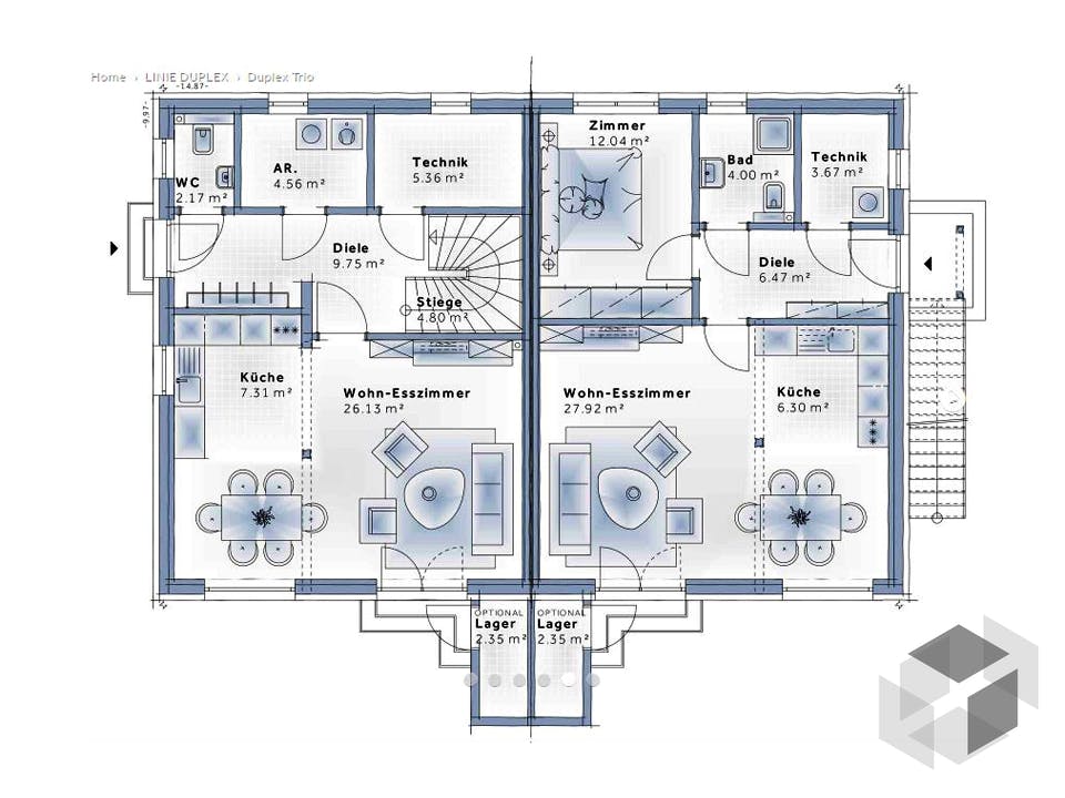 Duplex TRIO von VARIO-HAUS Grundriss