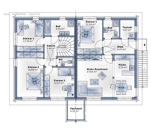 Variohaus - Duplex Trio Floorplan 2