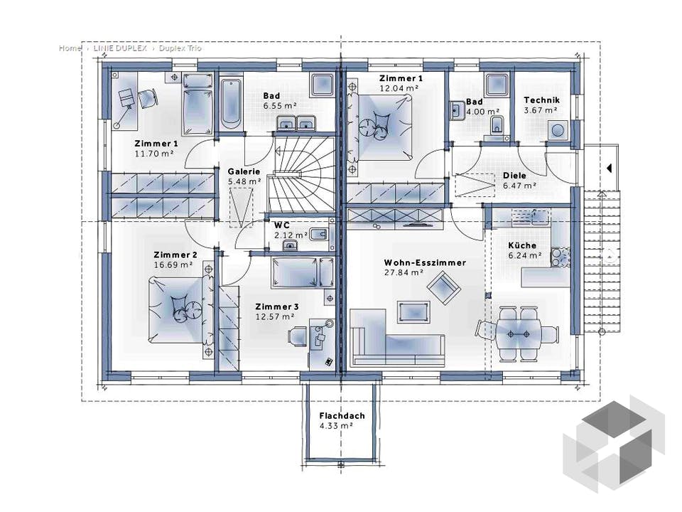 Duplex TRIO von VARIO-HAUS Grundriss