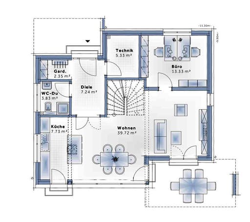 Fertighaus New Design Esprit LARGE von Vario-Haus - Deutschland Schlüsselfertig ab 398010€, Stadtvilla Grundriss 1