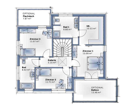 Fertighaus New Design Esprit LARGE von Vario-Haus - Deutschland Schlüsselfertig ab 398010€, Stadtvilla Grundriss 2