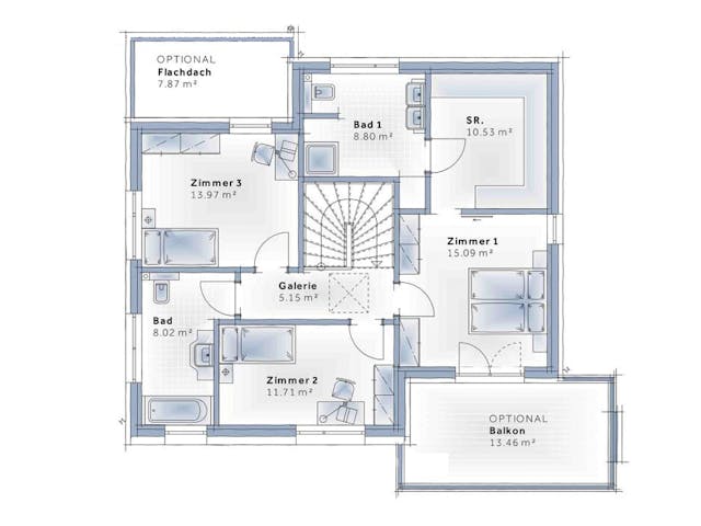 Fertighaus New Design Esprit LARGE von Vario-Haus - Deutschland Schlüsselfertig ab 477060€, Stadtvilla Grundriss 2