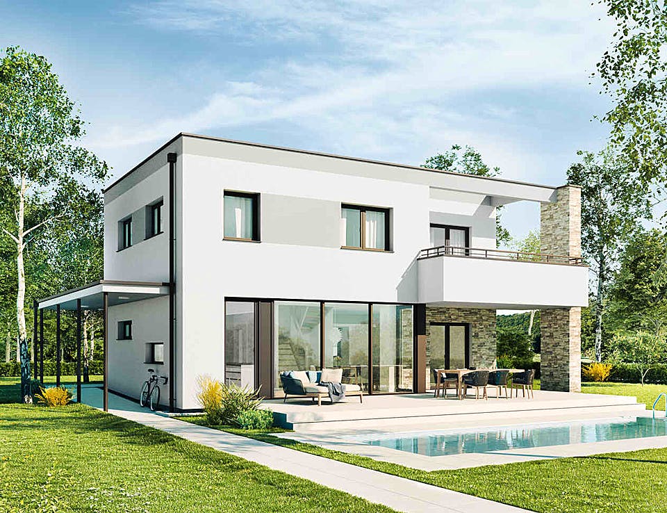 Fertighaus New Design Esprit SMALL von Vario-Haus - Österreich Schlüsselfertig ab 360690€, Cubushaus Außenansicht 1