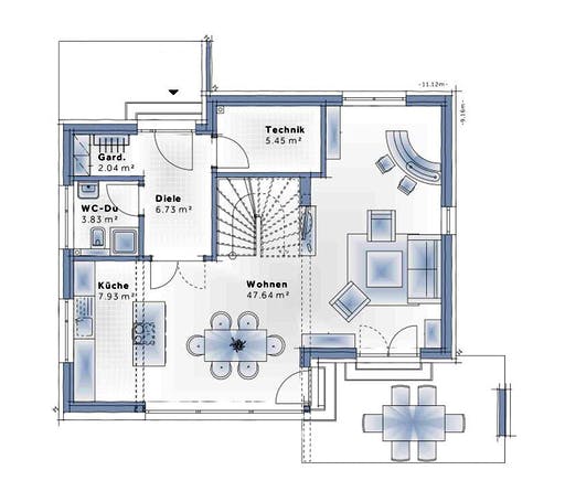 Fertighaus New Design Esprit SMALL von Vario-Haus - Deutschland Schlüsselfertig ab 381840€, Cubushaus Grundriss 1