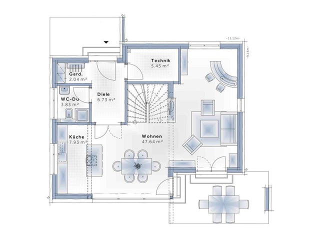 Fertighaus New Design Esprit SMALL von Vario-Haus - Deutschland Schlüsselfertig ab 453680€, Cubushaus Grundriss 1
