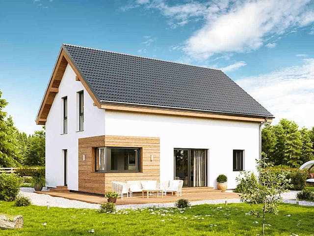 Fertighaus Family Classic von Vario-Haus - Österreich Schlüsselfertig ab 351370€, Satteldach-Klassiker Außenansicht 1