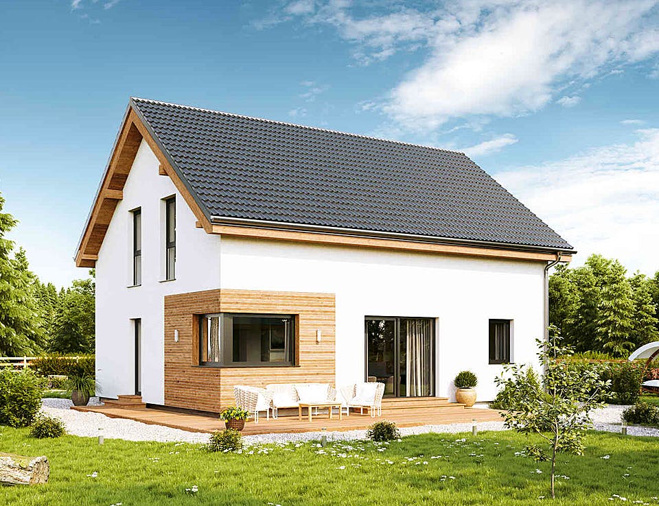 Fertighaus Family Classic von Vario-Haus - Österreich Schlüsselfertig ab 318490€, Satteldach-Klassiker Außenansicht 1