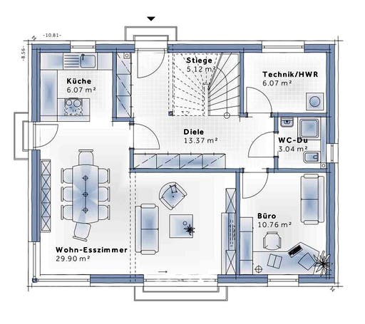 Fertighaus Family Classic von Vario-Haus - Deutschland Schlüsselfertig ab 338310€, Satteldach-Klassiker Grundriss 1