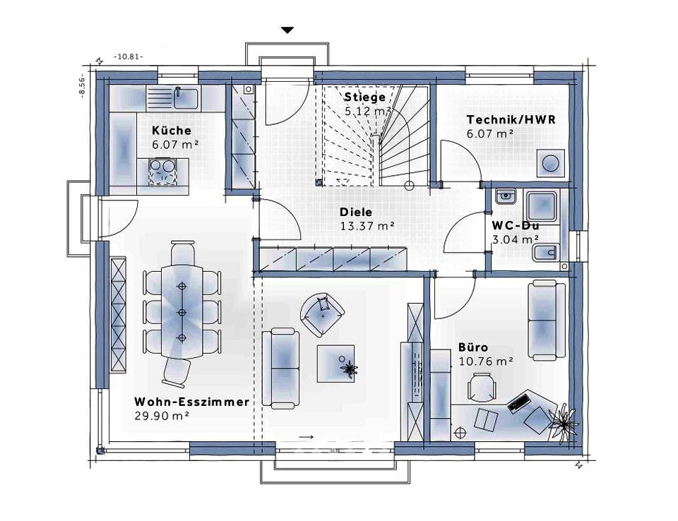Fertighaus Family Classic von Vario-Haus - Österreich Schlüsselfertig ab 318490€, Satteldach-Klassiker Grundriss 1