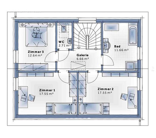 Fertighaus Family Classic von Vario-Haus - Deutschland Schlüsselfertig ab 338310€, Satteldach-Klassiker Grundriss 2