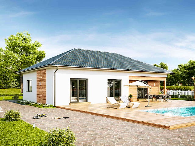 Fertighaus Family Compact von Vario-Haus - Deutschland Schlüsselfertig ab 285970€, Bungalow Außenansicht 2