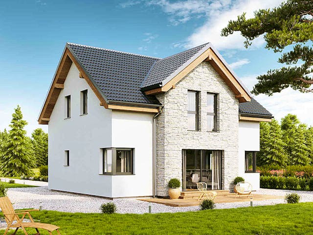 Fertighaus Family Emotion von Vario-Haus - Österreich Schlüsselfertig ab 345310€, Satteldach-Klassiker Außenansicht 1