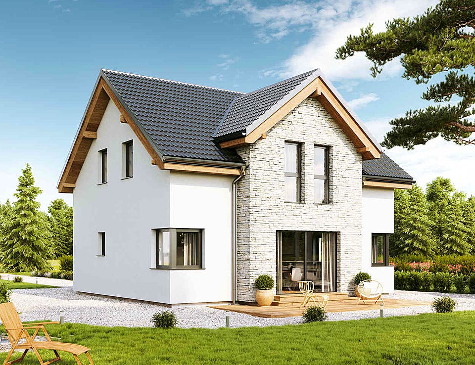 Fertighaus Family Emotion von VARIO-HAUS Schlüsselfertig ab 311490€, Satteldach-Klassiker Außenansicht 1