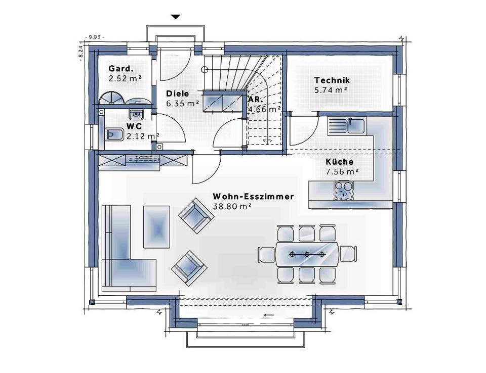 Fertighaus Family Emotion von Vario-Haus - Deutschland Schlüsselfertig ab 332690€, Satteldach-Klassiker Grundriss 1