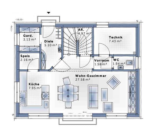 Fertighaus Family Flex von Vario-Haus - Deutschland Schlüsselfertig ab 313020€, Cubushaus Grundriss 1