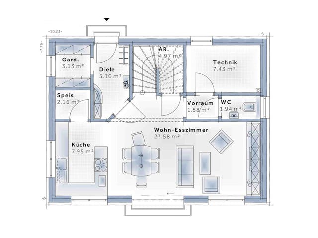 Fertighaus Family Flex von Vario-Haus - Österreich Schlüsselfertig ab 332880€, Cubushaus Grundriss 1