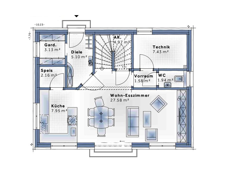 Fertighaus Family Flex von Vario-Haus - Österreich Schlüsselfertig ab 291240€, Cubushaus Grundriss 1