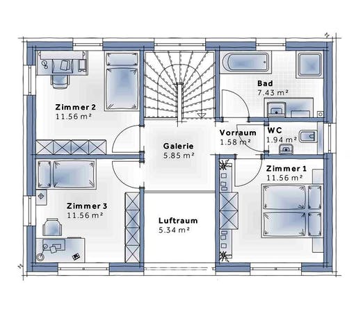 Fertighaus Family Flex von Vario-Haus - Deutschland Schlüsselfertig ab 313020€, Cubushaus Grundriss 2