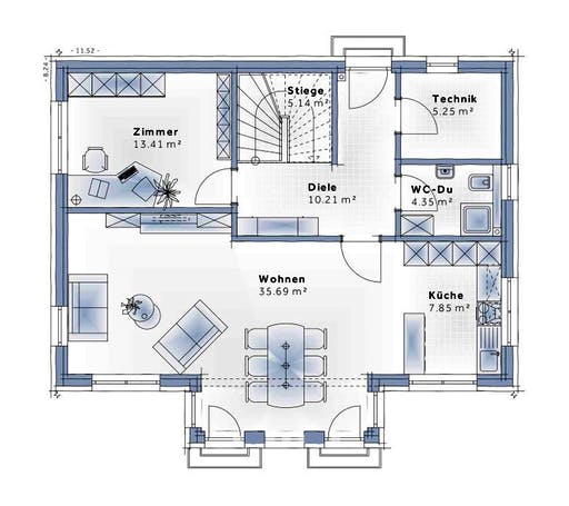 Fertighaus Family Life von Vario-Haus - Deutschland Schlüsselfertig ab 364800€, Stadtvilla Grundriss 1