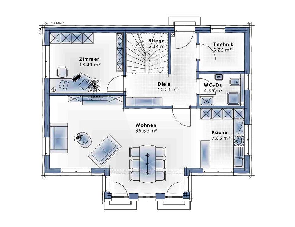 Fertighaus Family Life von Vario-Haus - Deutschland Schlüsselfertig ab 364800€, Stadtvilla Grundriss 1
