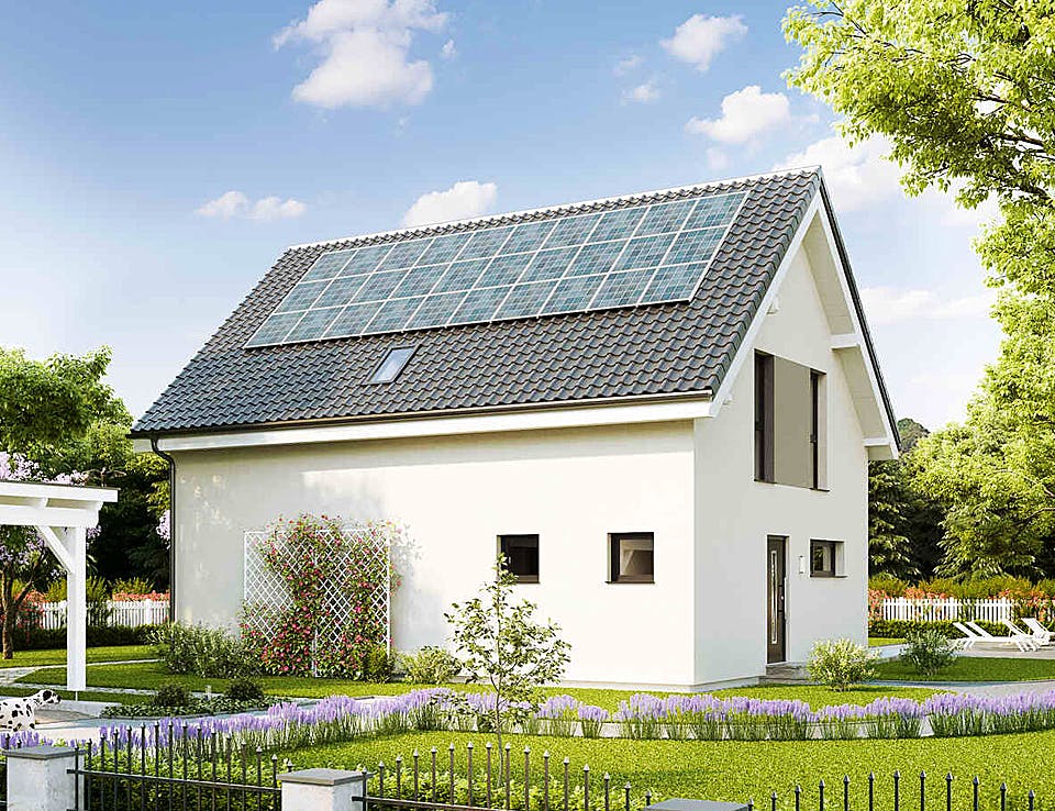 Fertighaus Family Open von Vario-Haus - Deutschland Schlüsselfertig ab 333970€, Satteldach-Klassiker Außenansicht 1