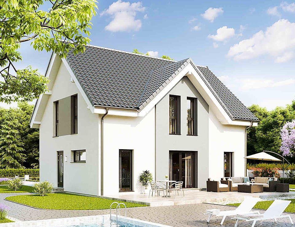 Fertighaus Family Open von Vario-Haus - Deutschland Schlüsselfertig ab 333970€, Satteldach-Klassiker Außenansicht 2