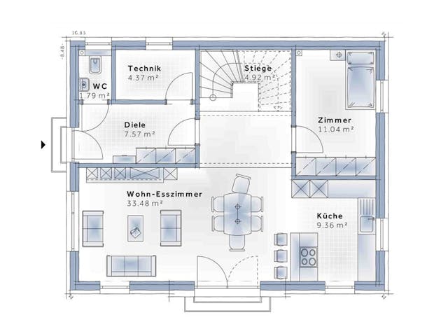 Fertighaus Family Open von Vario-Haus - Österreich Schlüsselfertig ab 354340€, Satteldach-Klassiker Grundriss 1