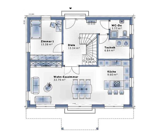 Fertighaus New Design Five von Vario-Haus - Deutschland Schlüsselfertig ab 402530€, Stadtvilla Grundriss 1