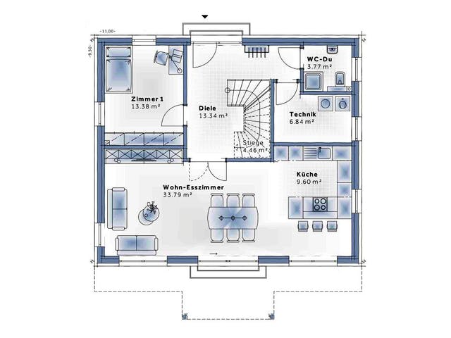 Fertighaus New Design Five von Vario-Haus - Deutschland Schlüsselfertig ab 402530€, Stadtvilla Grundriss 1