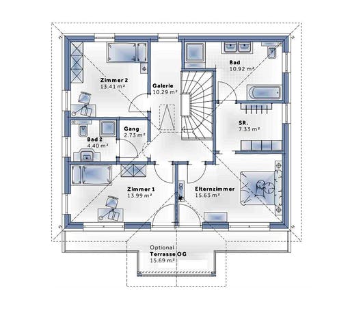 Fertighaus New Design Five von Vario-Haus - Deutschland Schlüsselfertig ab 402530€, Stadtvilla Grundriss 2