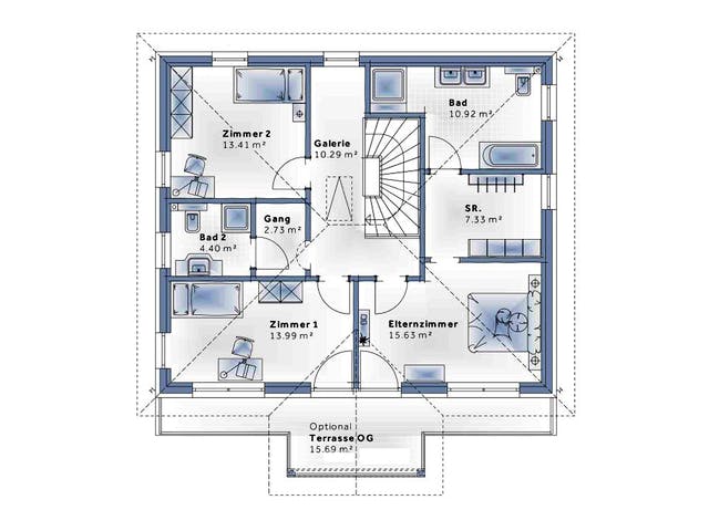 Fertighaus New Design Five von Vario-Haus - Deutschland Schlüsselfertig ab 402530€, Stadtvilla Grundriss 2