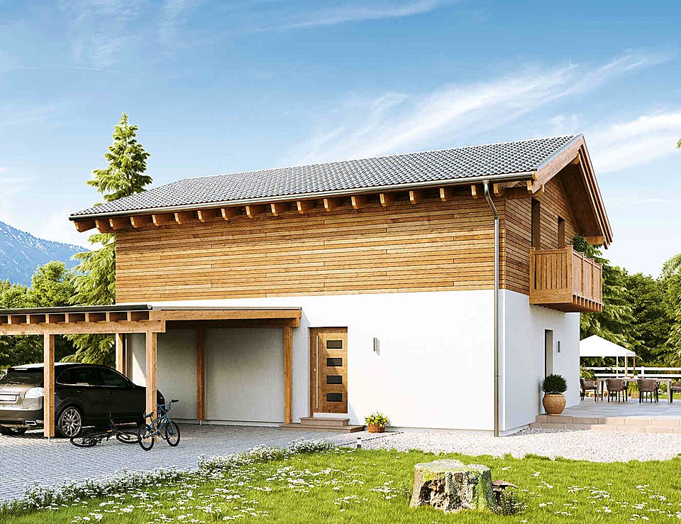 Fertighaus New Design Novum von Vario-Haus - Österreich Schlüsselfertig ab 354980€, Satteldach-Klassiker Außenansicht 1