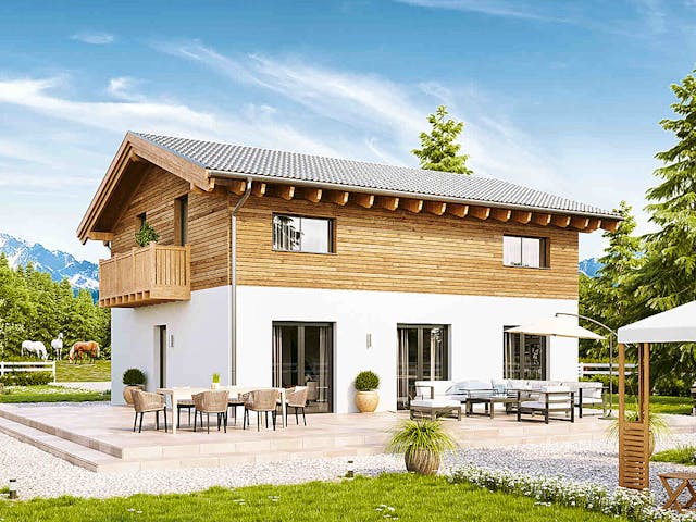 Fertighaus New Design Novum von Vario-Haus - Deutschland Schlüsselfertig ab 451170€, Satteldach-Klassiker Außenansicht 1 Fertighaus New Design Novum von Vario-Haus - Deutschland Schlüsselfertig ab 451170€, Satteldach-Klassiker Außenansicht 1