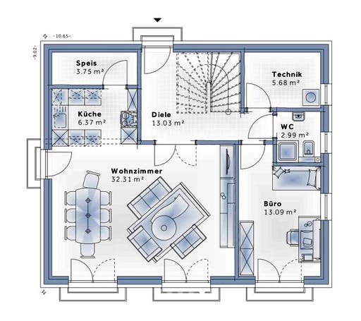 Fertighaus New Design Novum von Vario-Haus - Deutschland Schlüsselfertig ab 374100€, Satteldach-Klassiker Grundriss 1