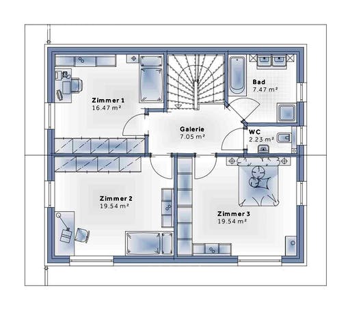 Fertighaus New Design Novum von Vario-Haus - Deutschland Schlüsselfertig ab 374100€, Satteldach-Klassiker Grundriss 2