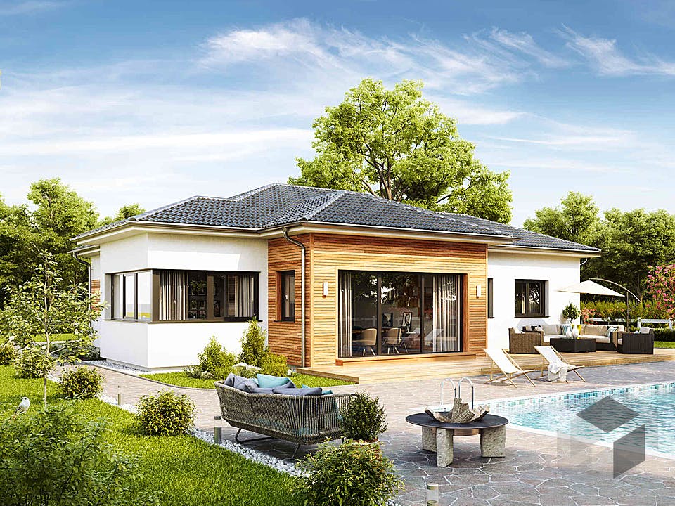 Bungalow S141 mit Einliegerwohnung von VARIO-HAUS Außenansicht