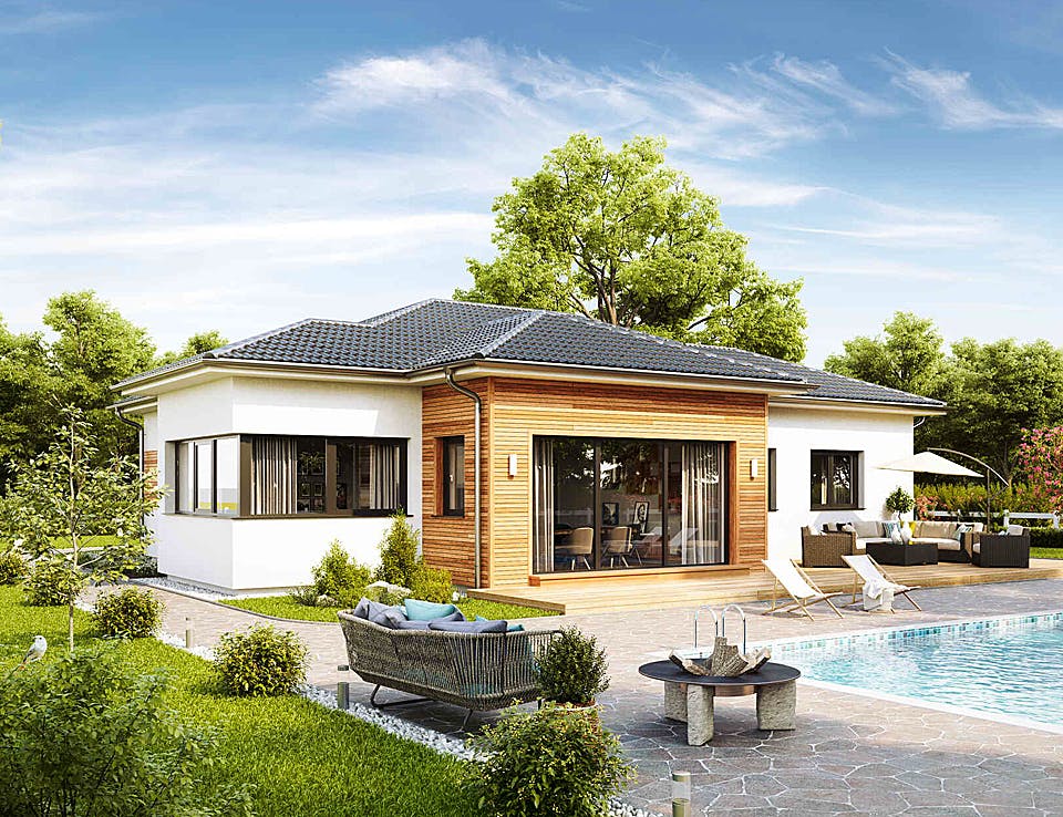 Fertighaus Bungalow S141 LARGE von Vario-Haus - Österreich Schlüsselfertig ab 353510€, Bungalow Außenansicht 1