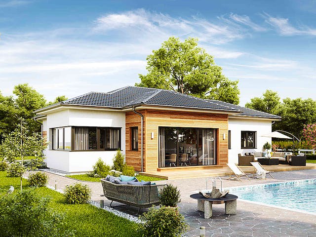 Fertighaus Bungalow S141 LARGE von Vario-Haus - Deutschland Schlüsselfertig ab 438470€, Bungalow Außenansicht 2