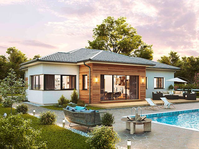 Fertighaus Bungalow S141 SMALL von Vario-Haus - Deutschland Schlüsselfertig ab 394710€, Bungalow Außenansicht 1