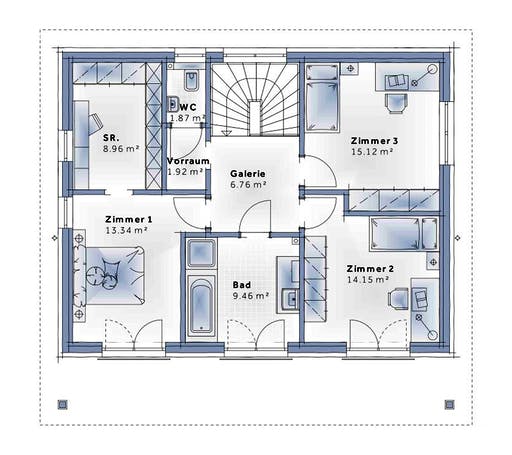 Fertighaus New Design Sunrise von Vario-Haus - Deutschland Schlüsselfertig ab 401590€, Cubushaus Grundriss 2