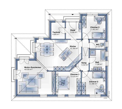 Variohaus - Bungalow W136 Floorplan 1
